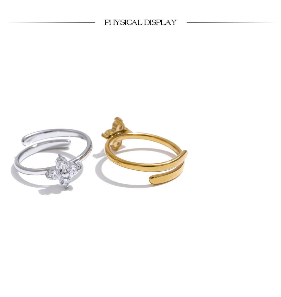 Exquisite Bling Cubic Zirconia Flower Ring