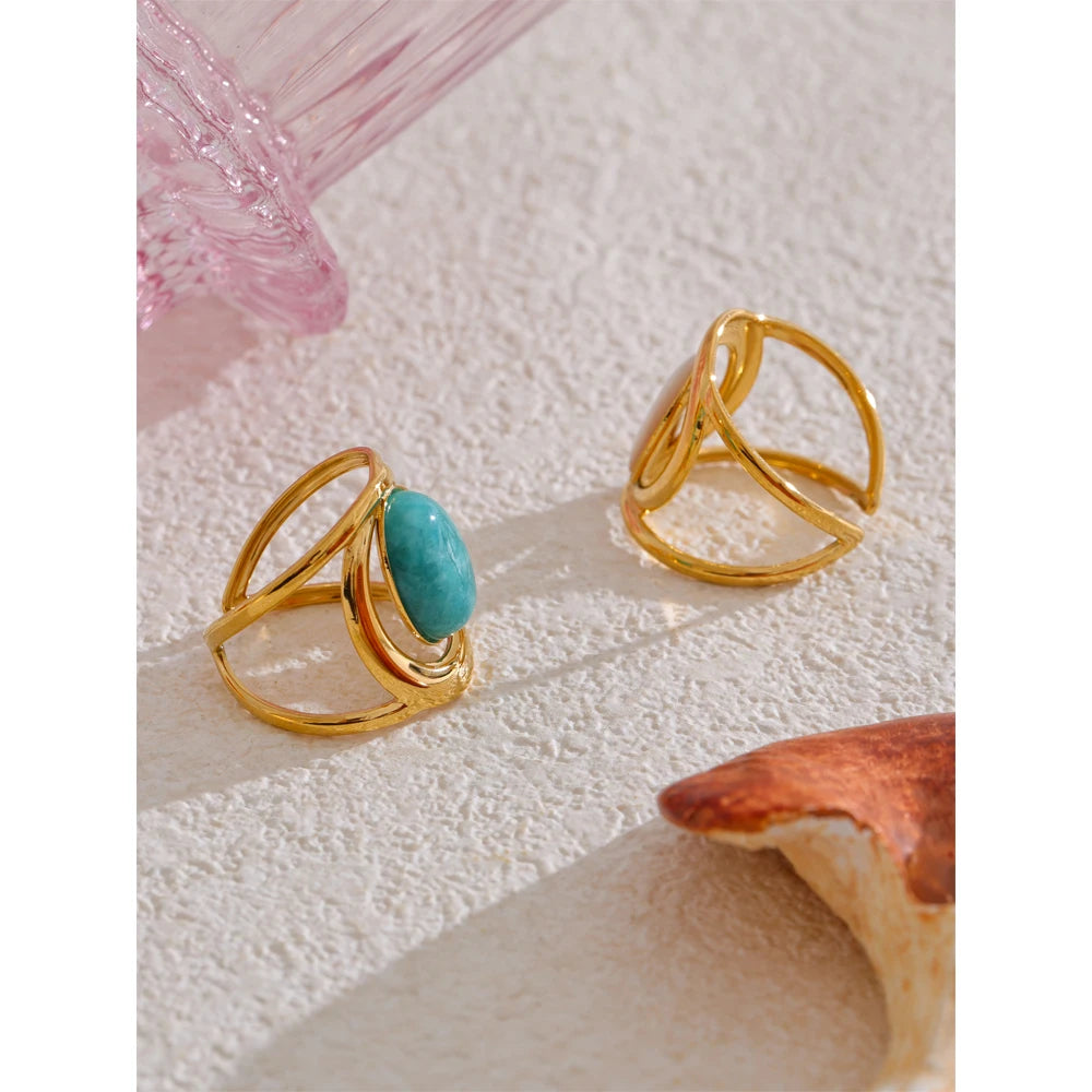 Natural Stone Open Adjustable Ring
