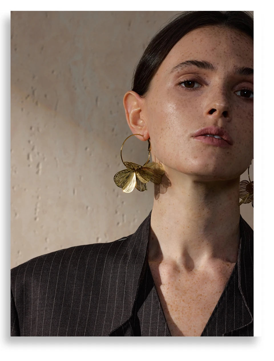 Metal Flower Big Hoop Earrings