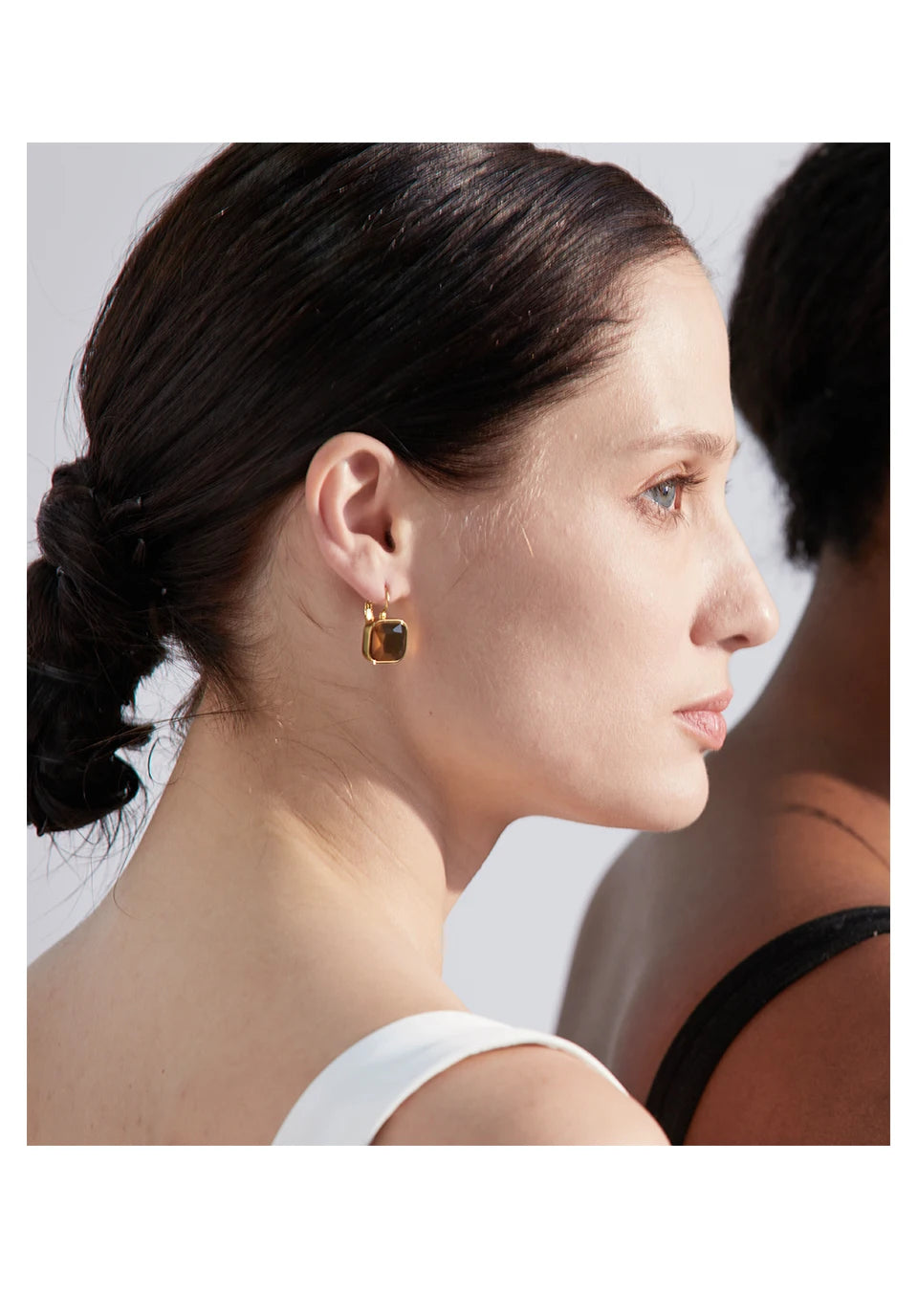 Vintage Charm Square Opal Stone French Hook Earrings