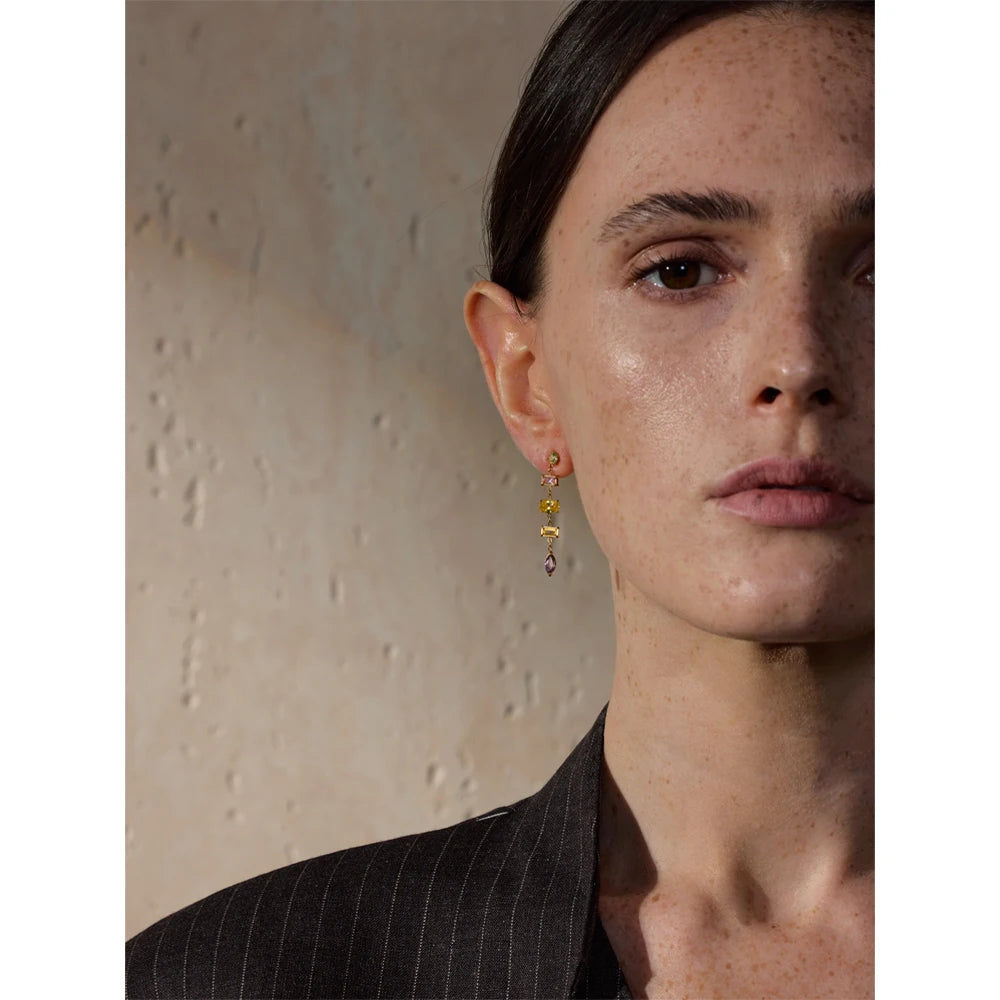 Colorful Cubic Zirconia Drop Earrings