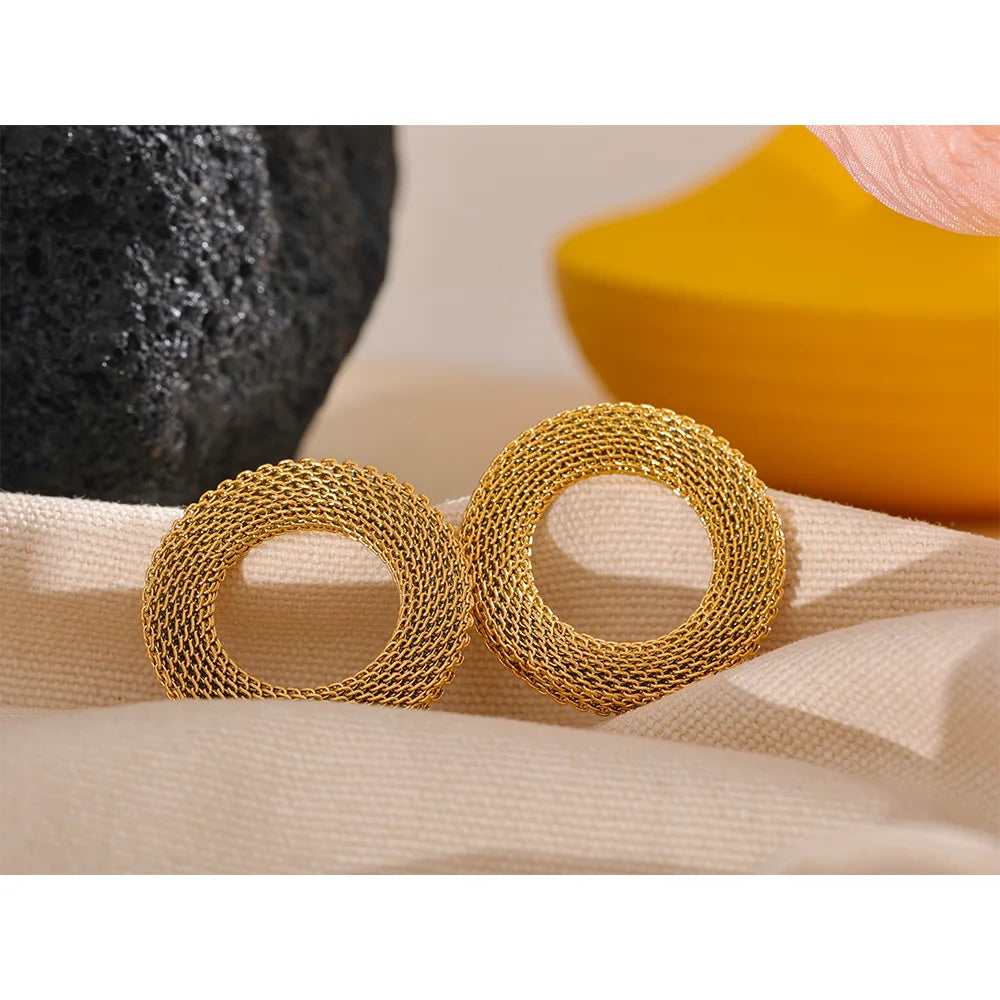 37mm Round Hollow Big Stud Earrings