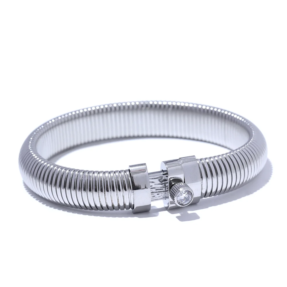 Stainless Steel Elastic Thick Bracelet Bangle