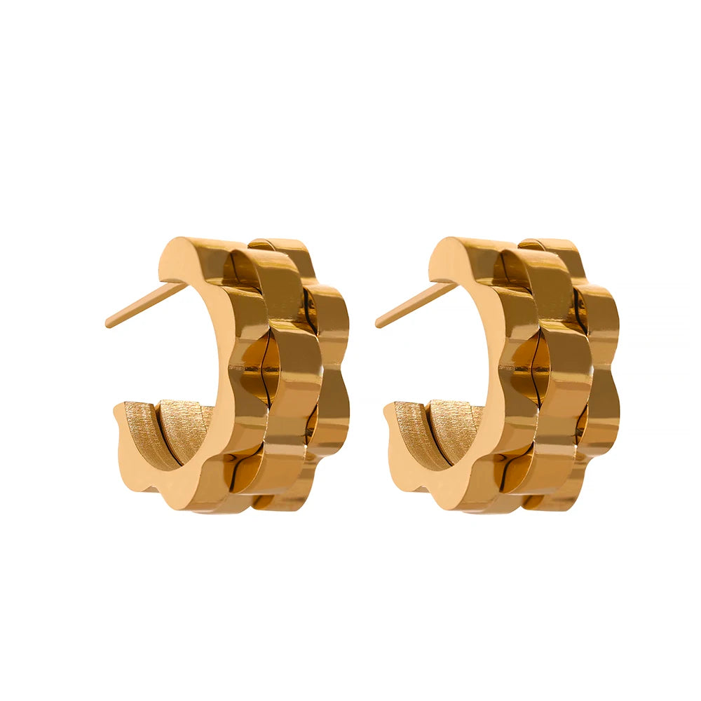 Geometric Texture Hoop Earrings