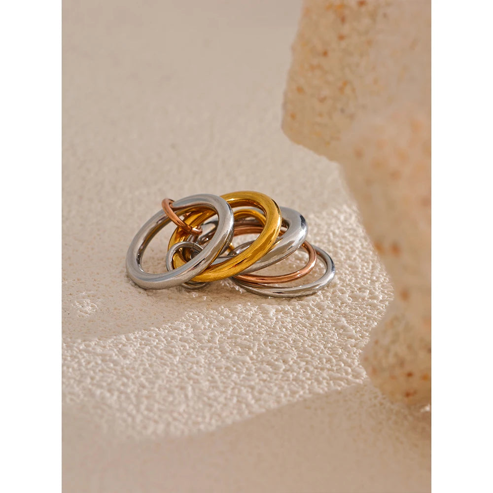 Stainless Steel 3 Colors 5 Links Stacked Rings