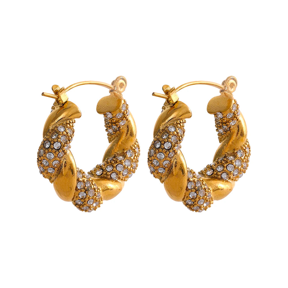 Twisted Cubic Zirconia Hoop Earrings