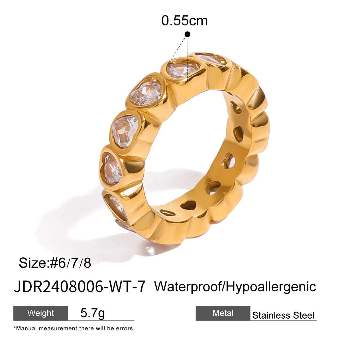 Cubic Zirconia Open-end Rings