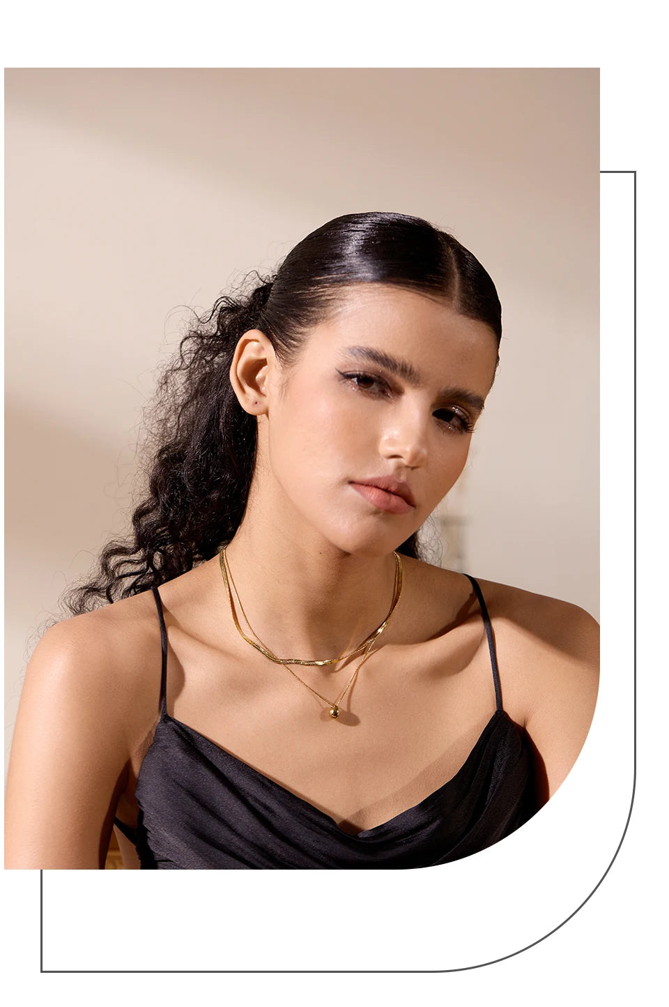 Snake Chain Double Layer Pendant Necklace
