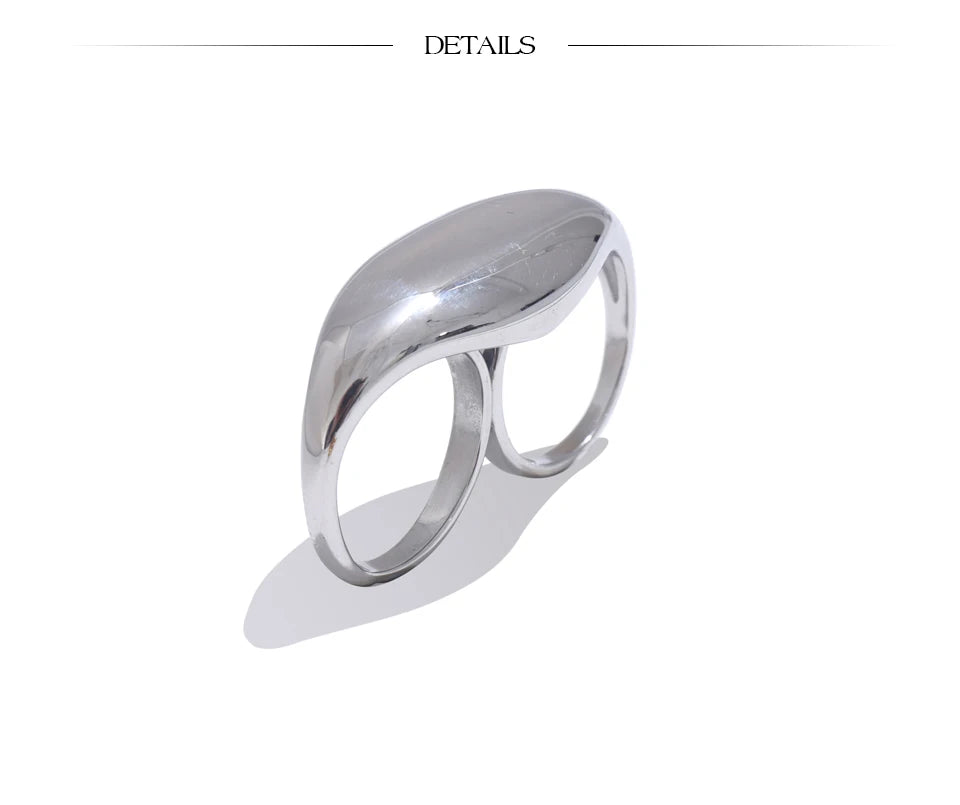 Stainless Steel Double Finger Geometric Ring