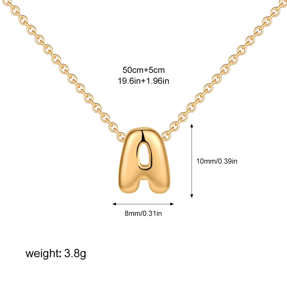3D Bubble Initial A-Z Alphabet Mini Necklace