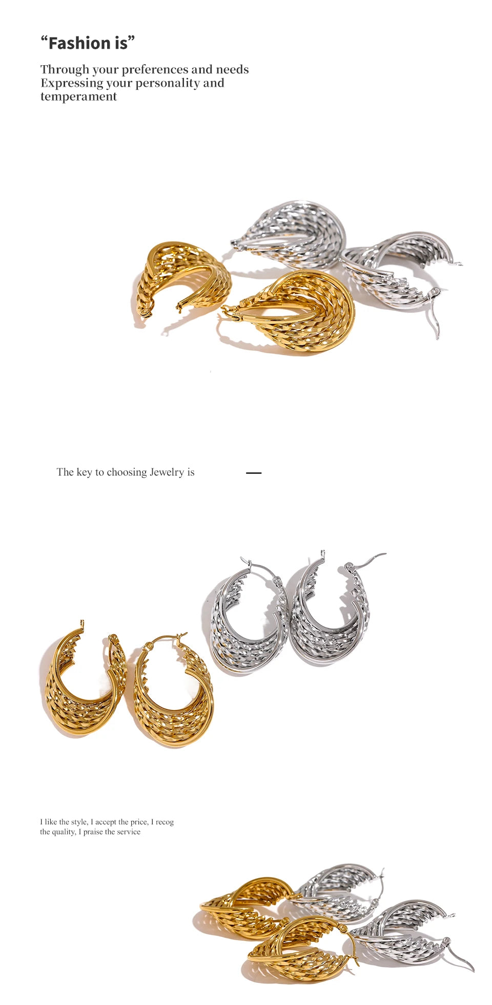 Twisted Hollow Hoop Earrings – 18K PVD Plated Stainless Steel