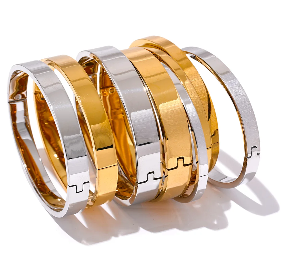 High-Quality Stainless Steel Wide Bangle Bracelet