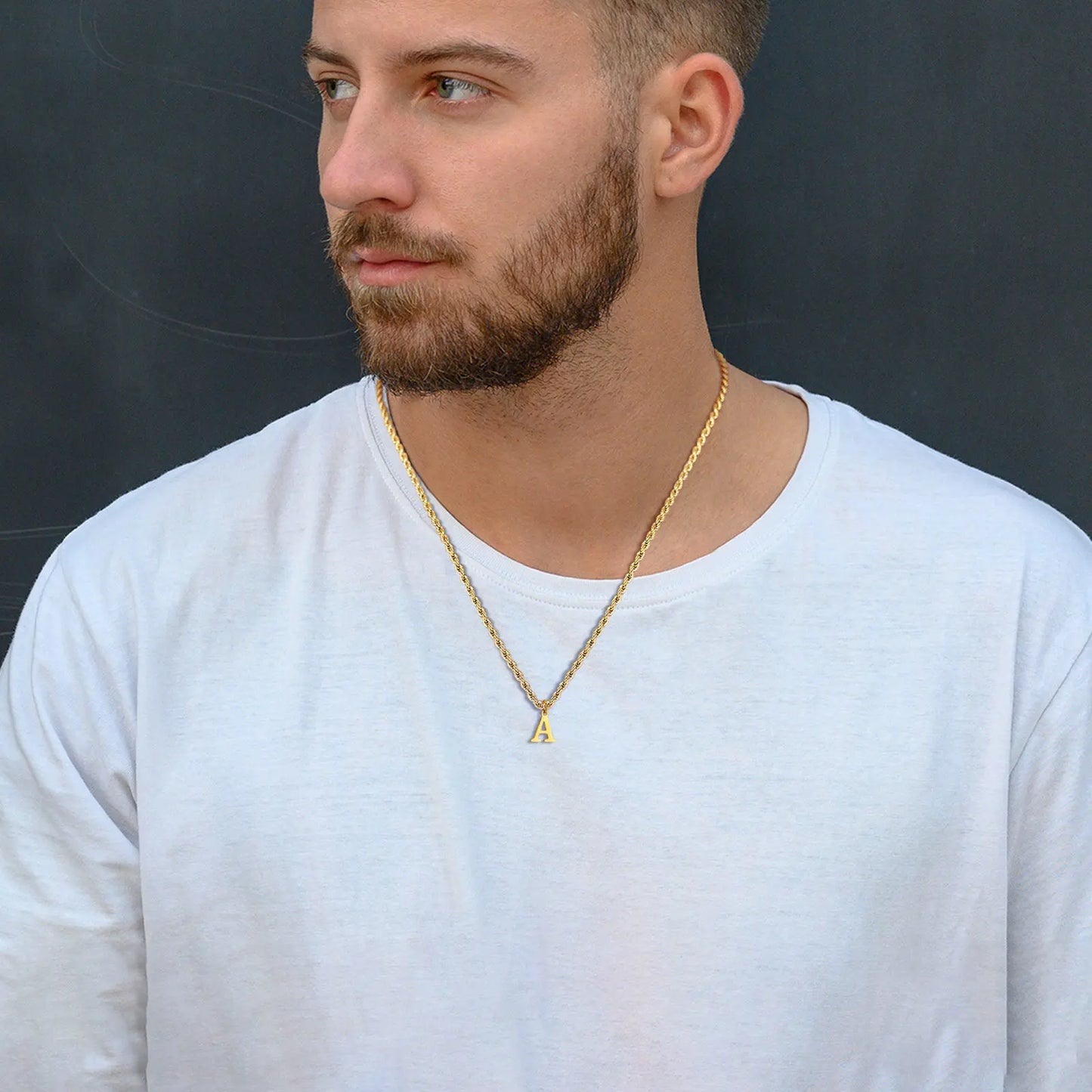 A-Z Initial Letter Necklace for Men