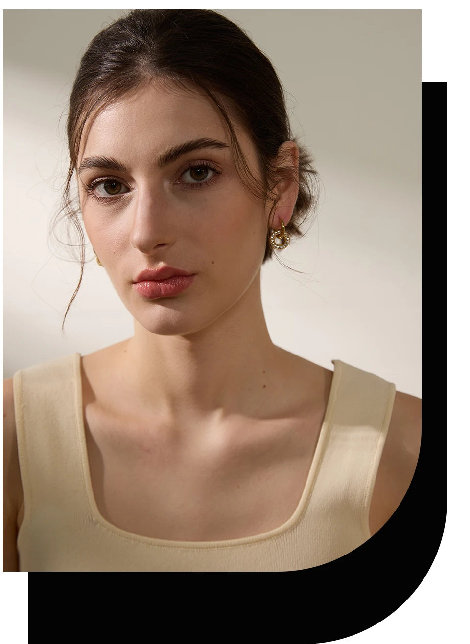 Round Zircon Drop Hoop Earrings