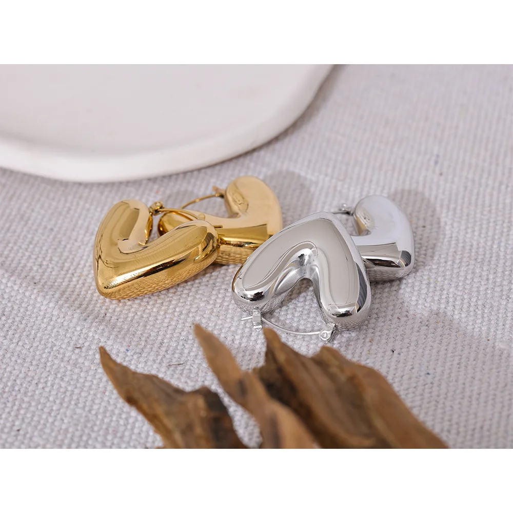 Chunky Heart Hoop Earrings