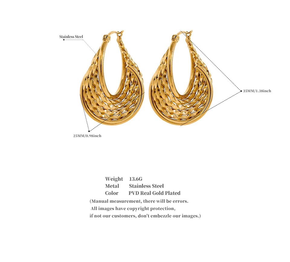 Twisted Hollow Hoop Earrings – 18K PVD Plated Stainless Steel