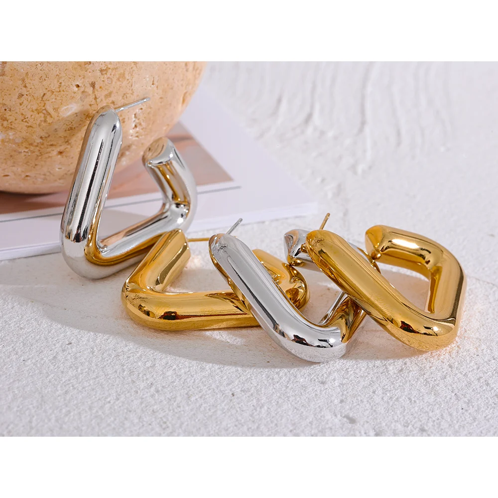 Chunky Triangle Hoop Earrings