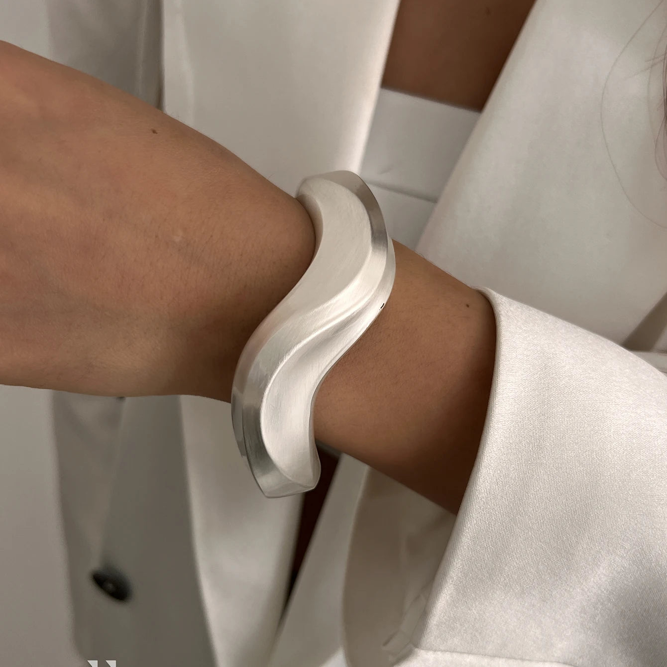 Chunky Matte Gold Irregular Wide Cuff Bangle