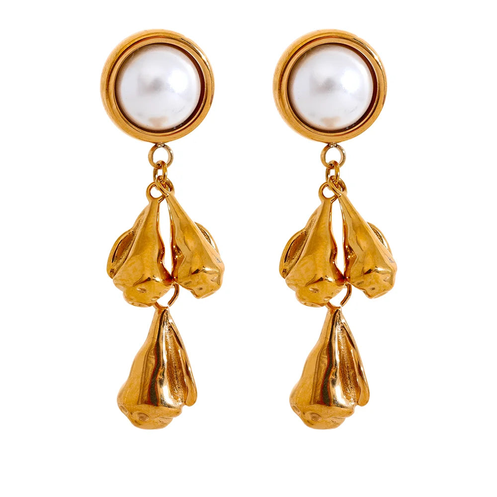 Vintage Flower & Pearl Drop Earrings