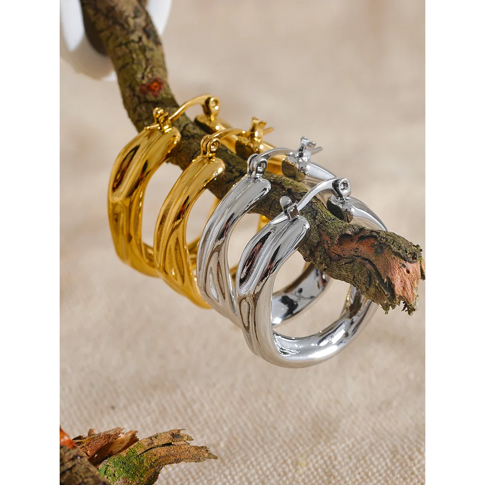 316L Stainless Steel Hollow Hoop Earrings