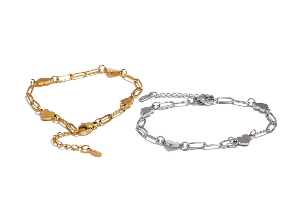 Handmade Stainless Steel Heart Chain Bracelet