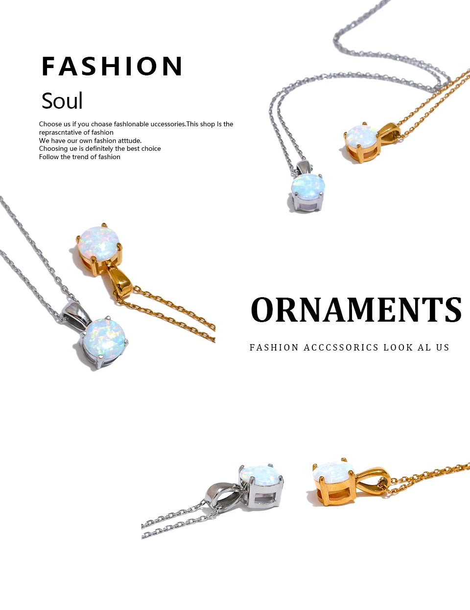 Exquisite Round Opal Stone Pendant Necklace
