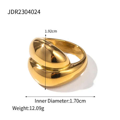 18K Gold Plated Stainless Steel Geometric Fashion Rings