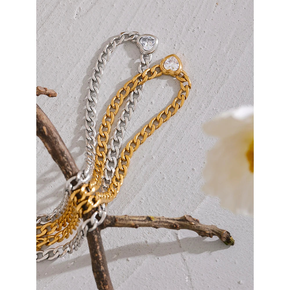 Heart Bling Zirconia Pendant Necklace