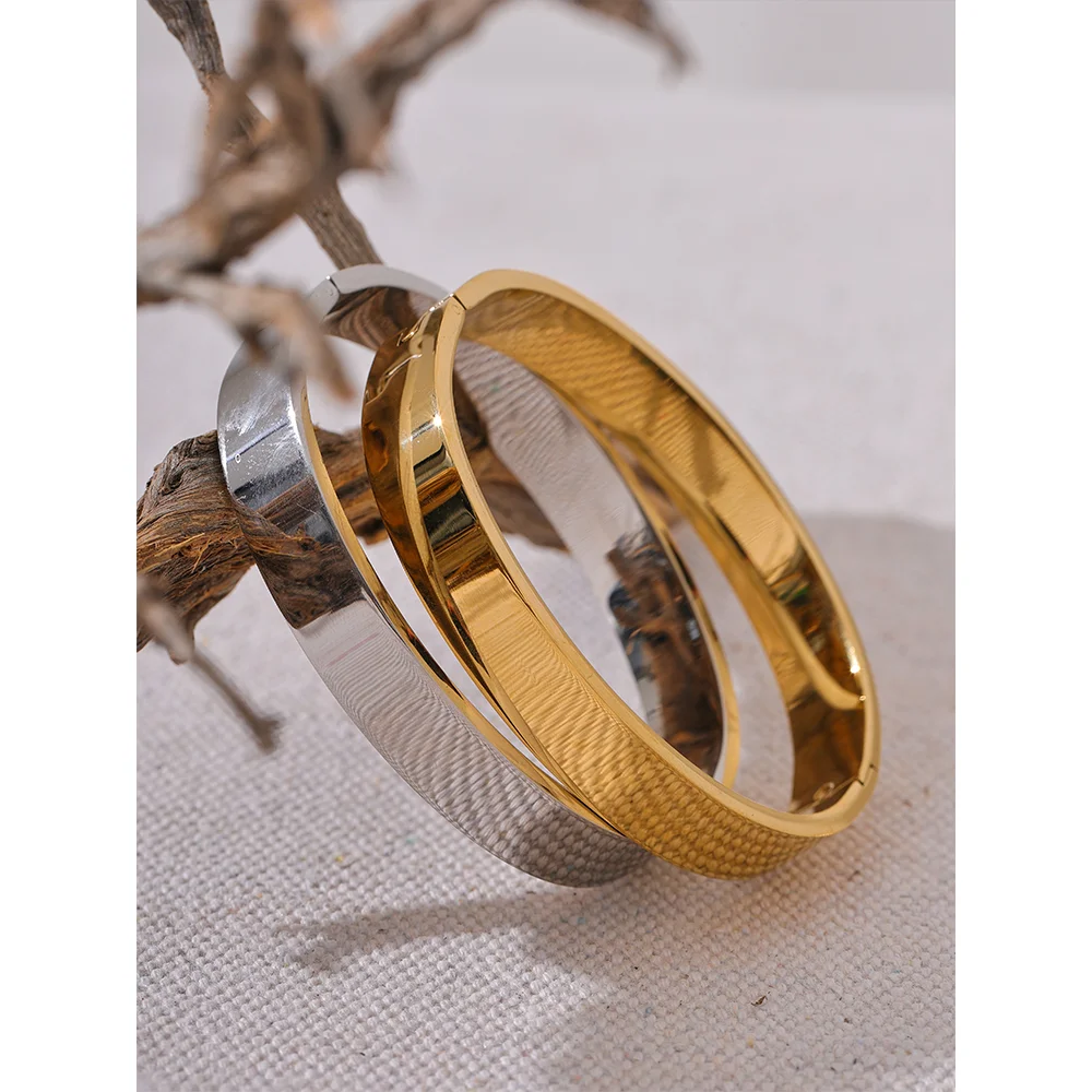 High-Quality Stainless Steel Wide Bangle Bracelet