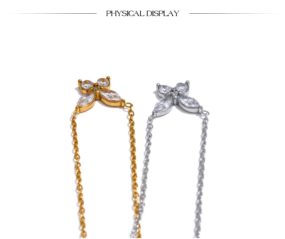Delicate Bling Cubic Zirconia Butterfly Pendant Necklace