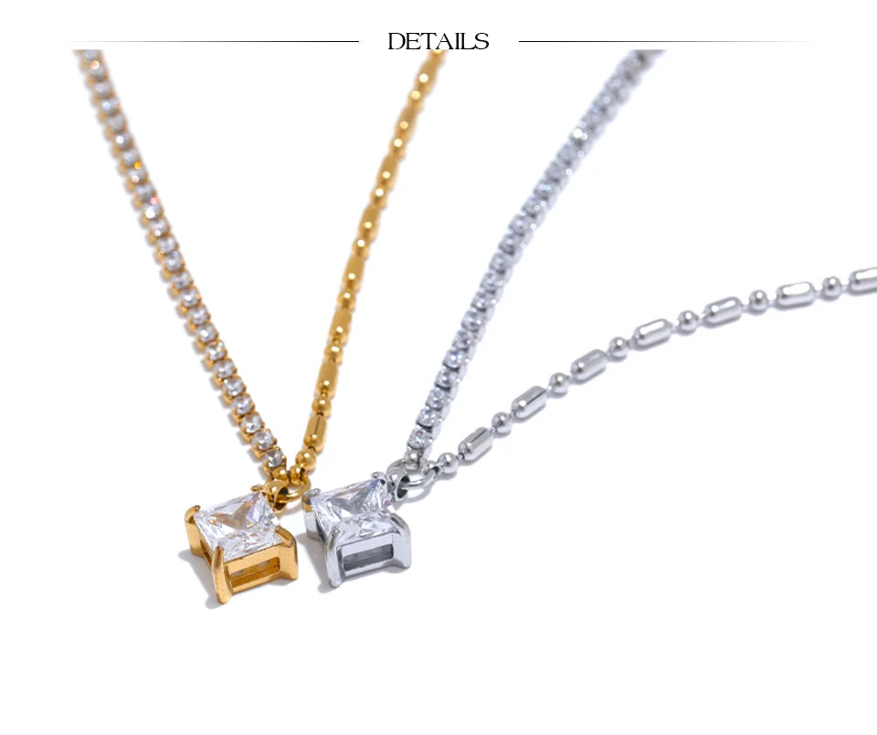Cubic Zirconia Chain Pendant Necklace