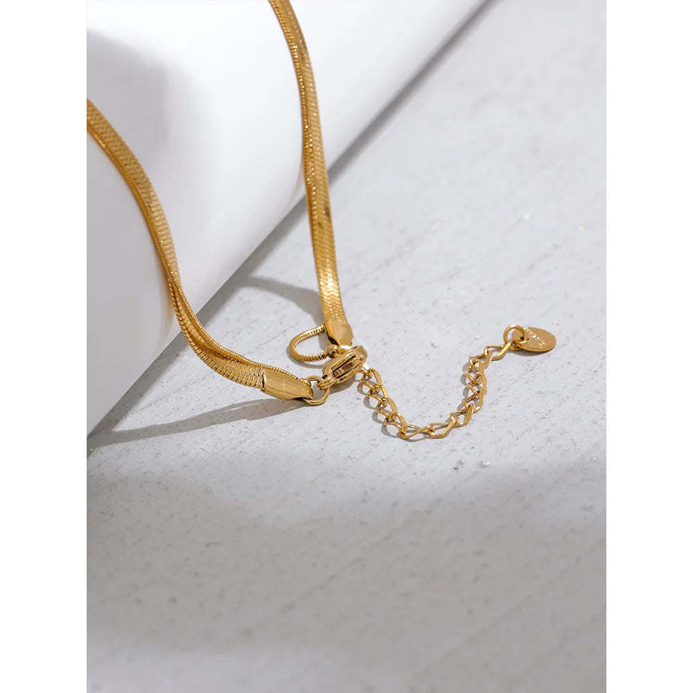 Snake Chain Double Layer Pendant Necklace
