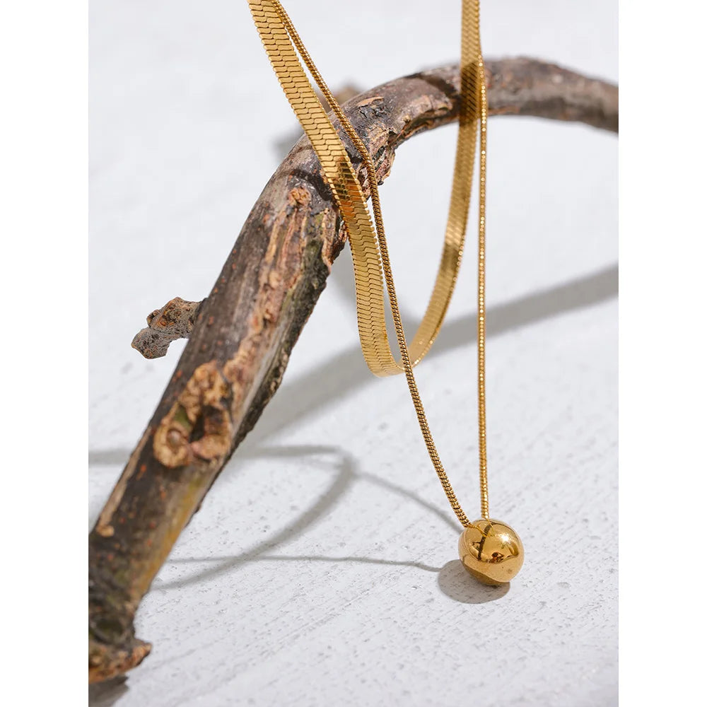 Snake Chain Double Layer Pendant Necklace