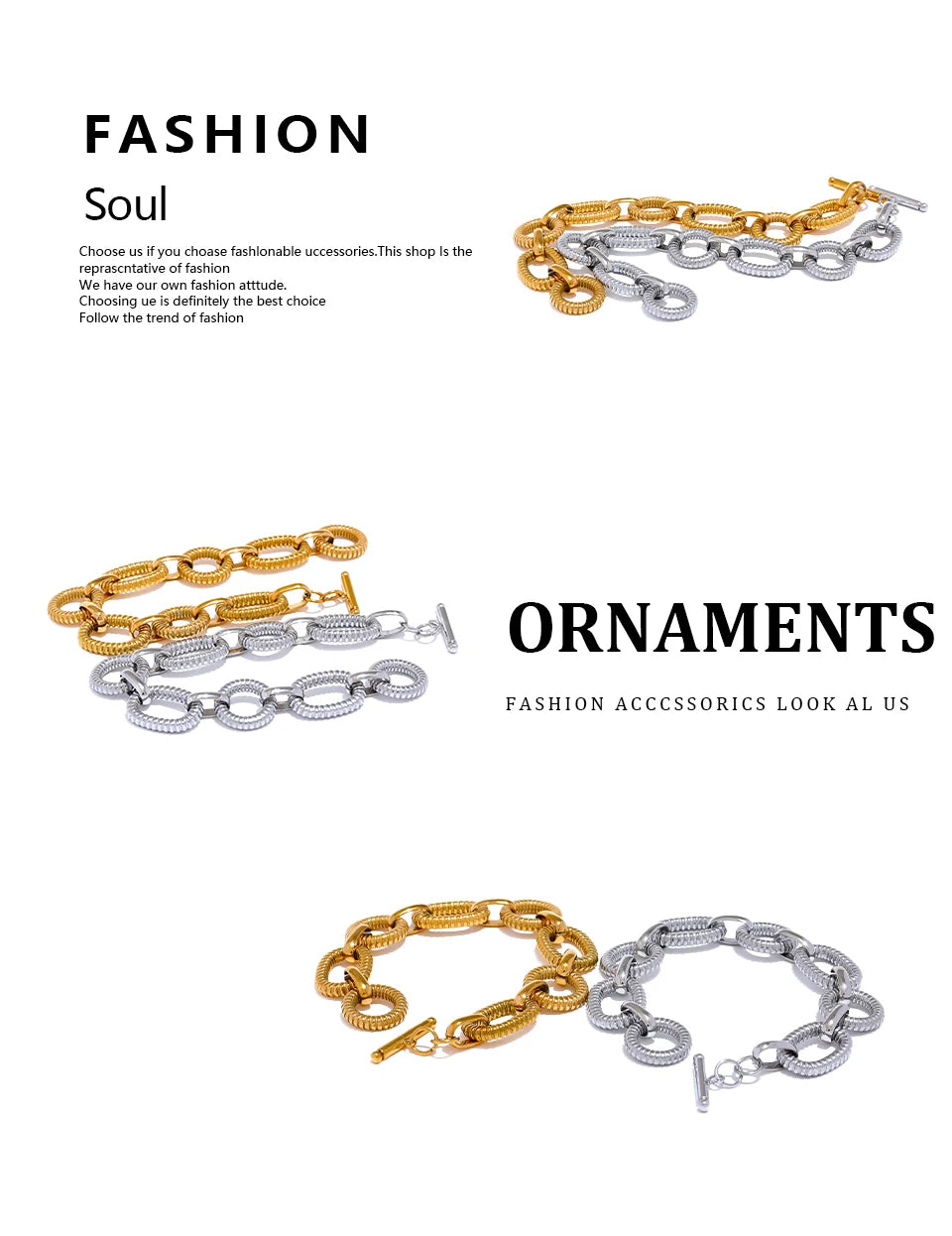 Textured Oval Chain Bracelet