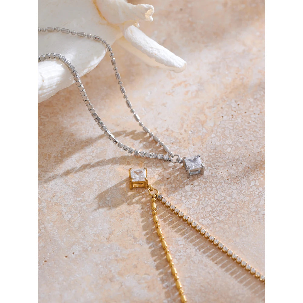 Cubic Zirconia Chain Pendant Necklace
