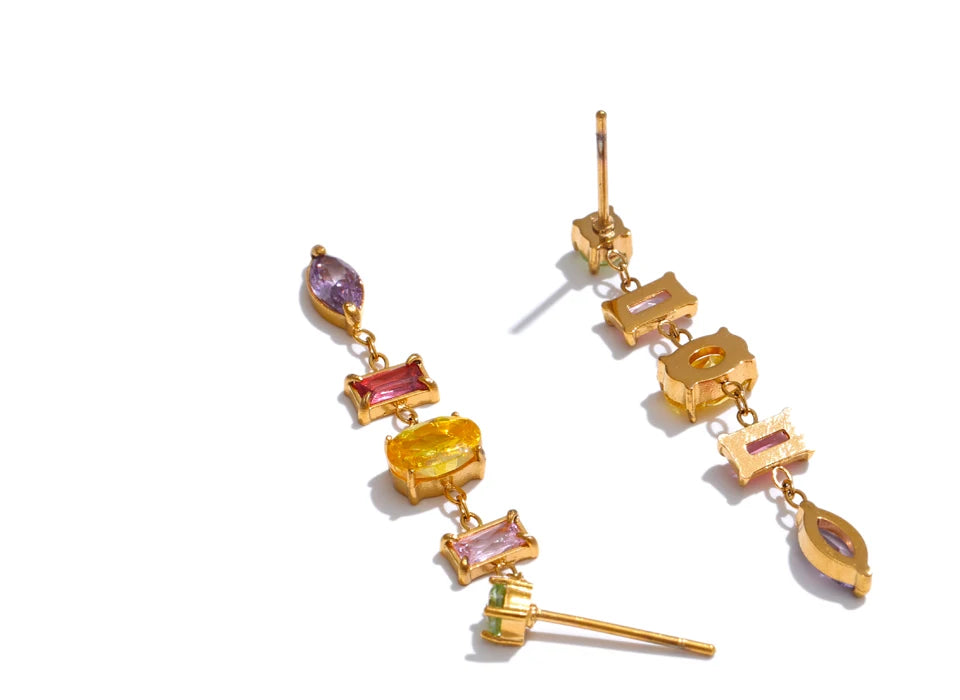 Colorful Cubic Zirconia Drop Earrings