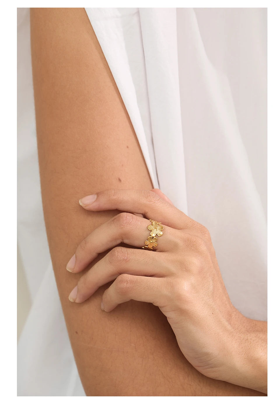 Thin Plant Flower Adjustable Open Ring
