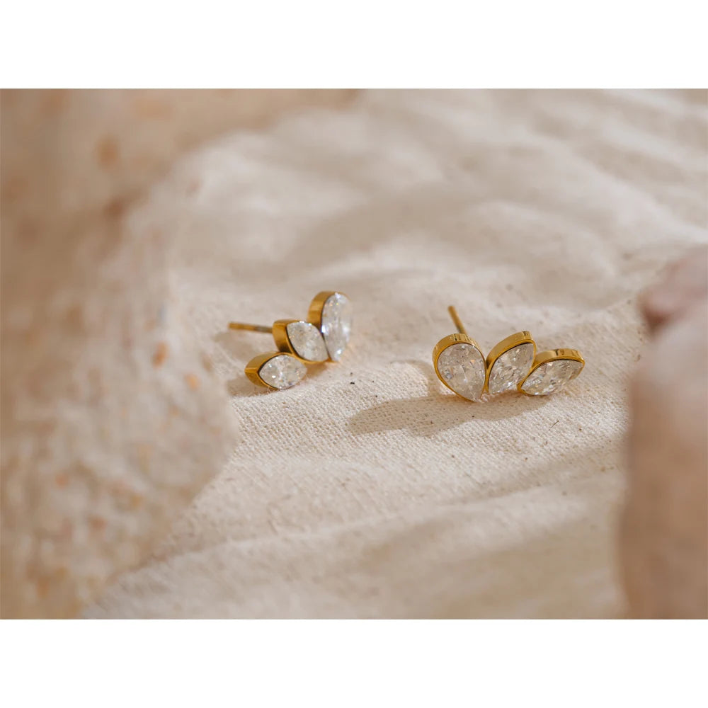 Cubic Zirconia Exquisite Wing Small Stud Earrings