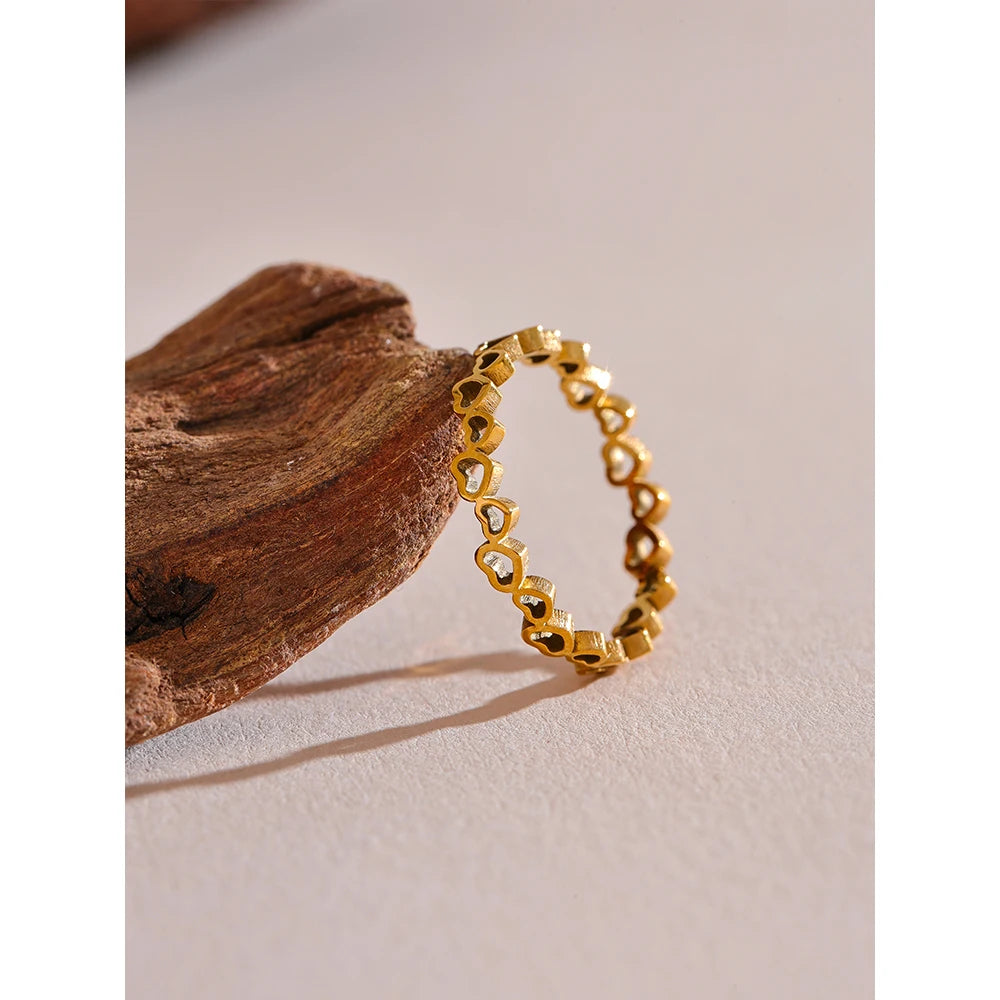 Minimalist Hollow Heart Ring – Gold Stainless Steel