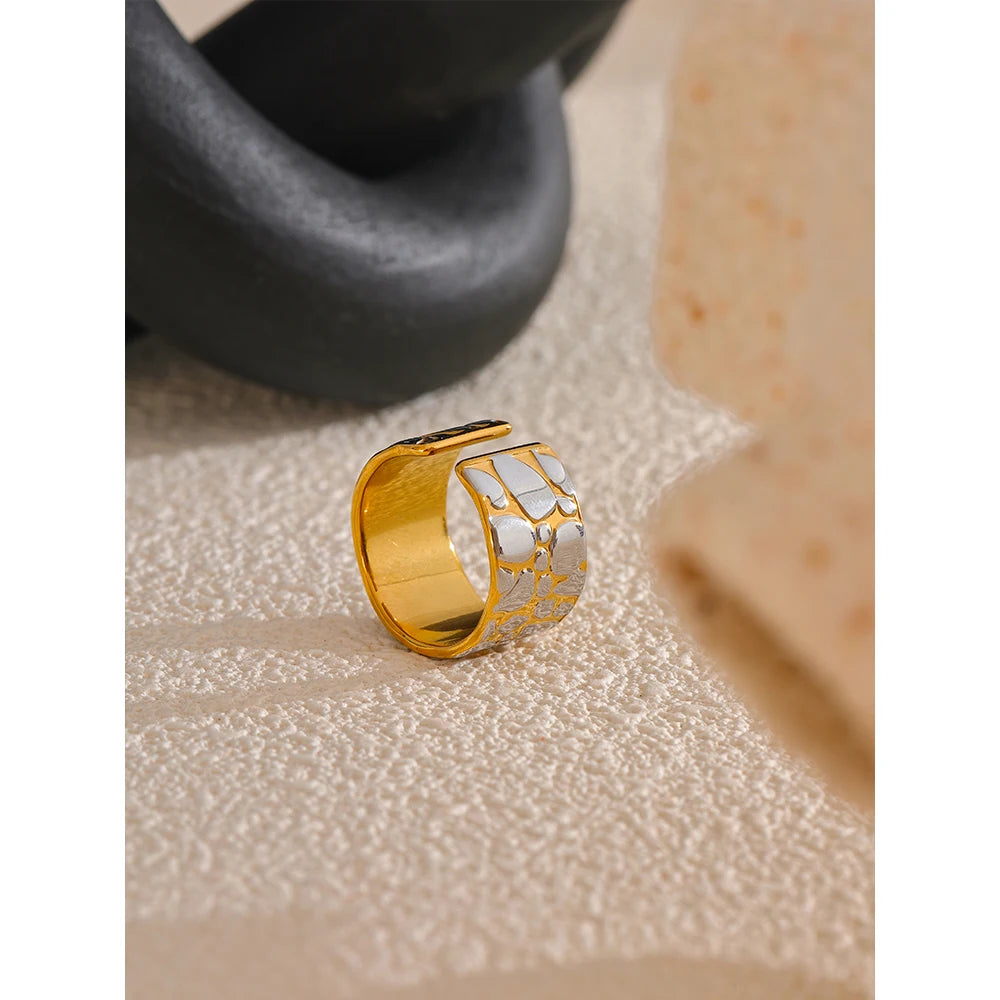 Wide Double Color Statement Ring