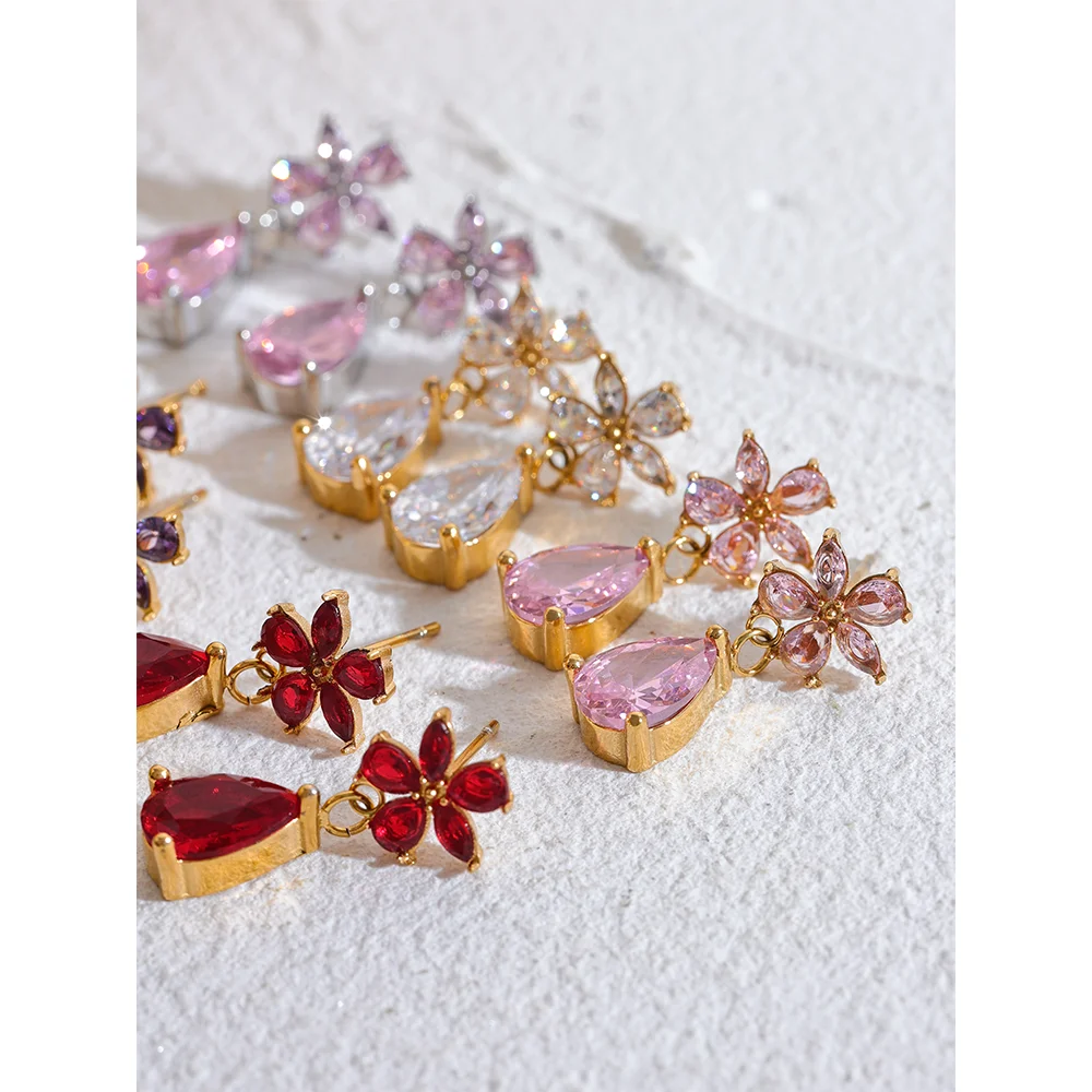 Luxury Colorful Flower Drop Earrings