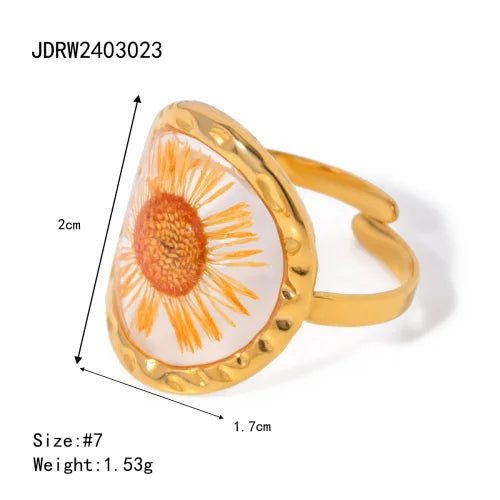 Waterproof Flower Adjustable Opening Rings