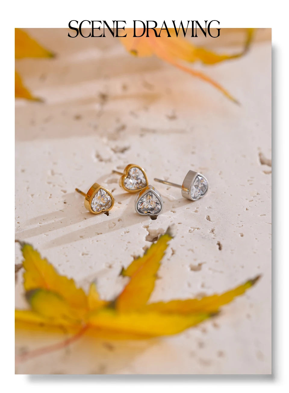 Delicate AAA Bling Cubic Zirconia Heart Stud Earrings