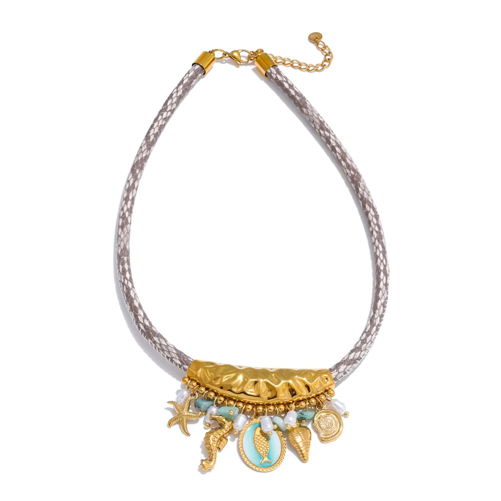 Handmade Ocean Style Pearl & Starfish Drop Necklace