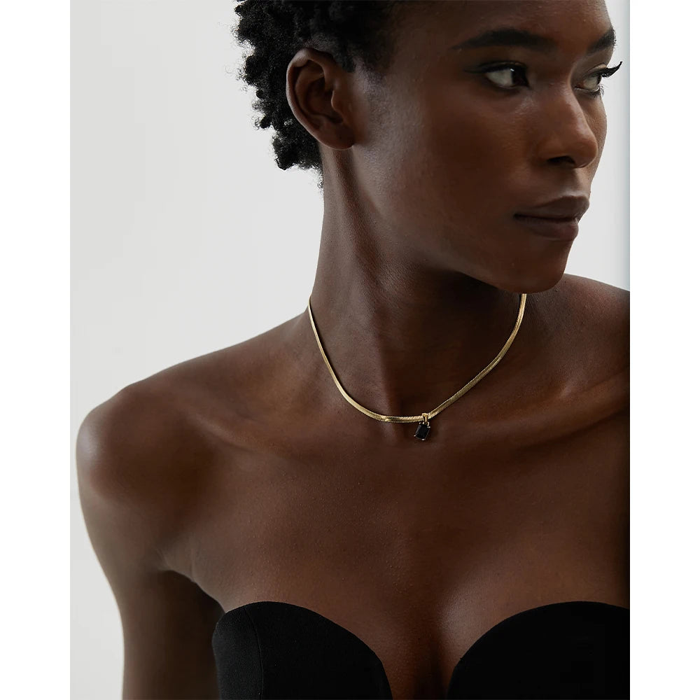 Exquisite Geometric Square Cubic Zirconia Drop Necklace