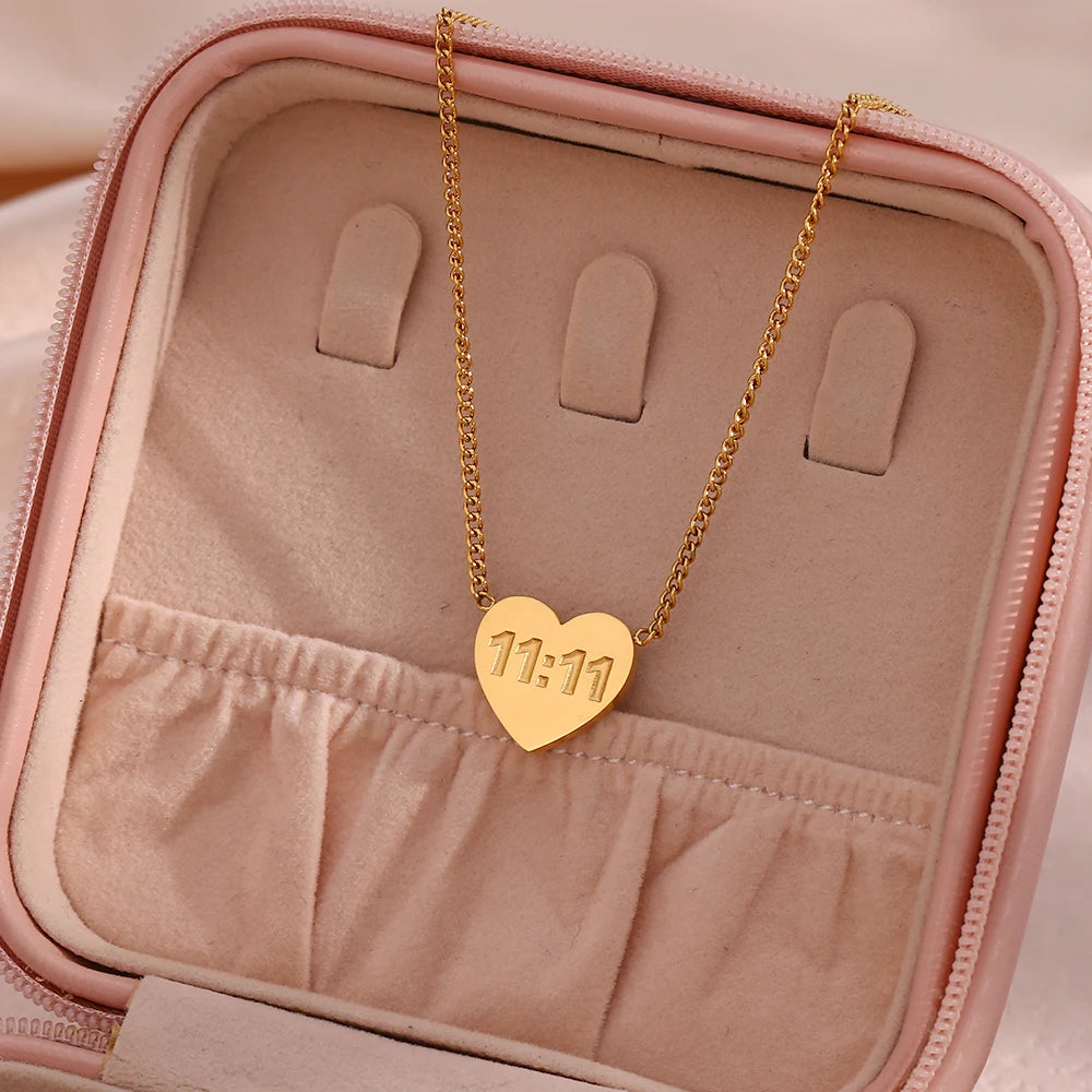 11:11 Lucky Angel Number Heart Shape Necklace