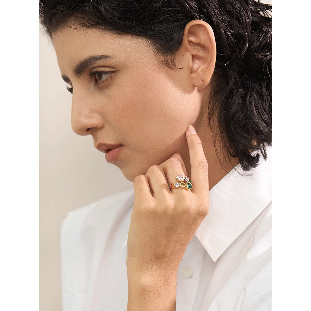 Delicate Cubic Zirconia Heart Ring