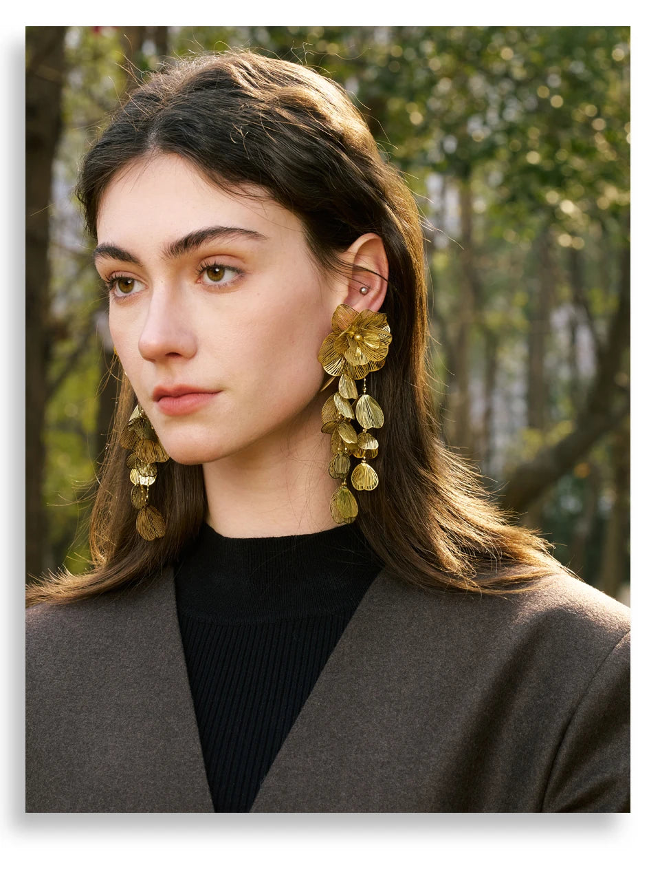 Big Flower Tassel Drop Dangle Earrings