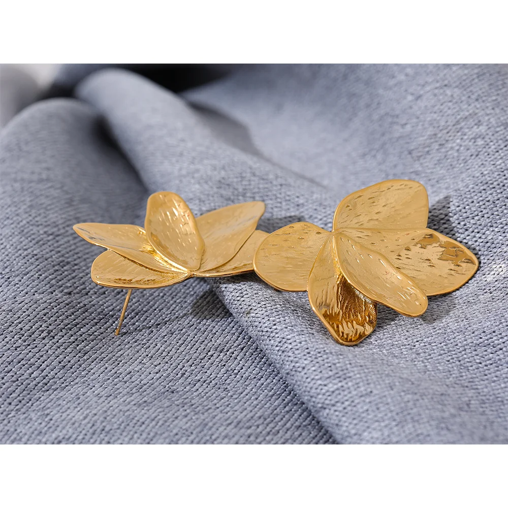 Waterproof 316L Stainless Steel Flower Stud Earrings