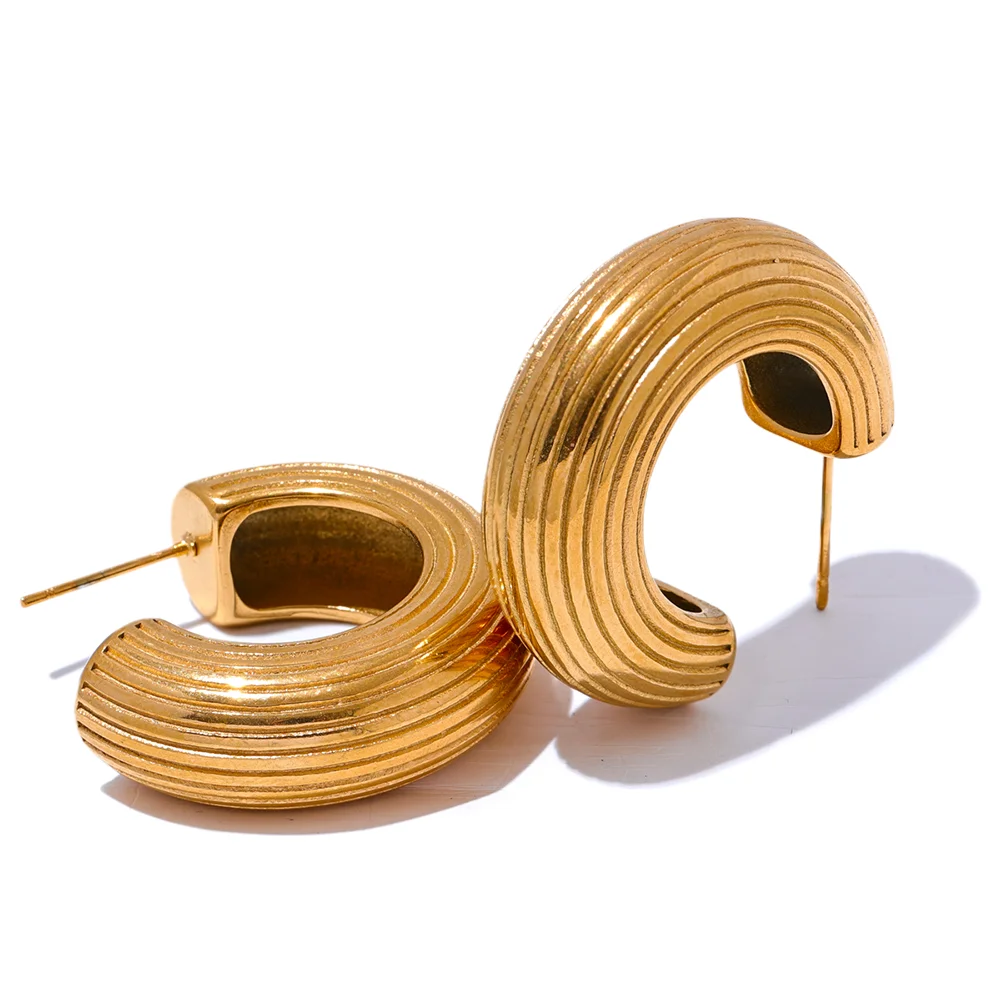 C-Shape Geometric Hoop Earrings